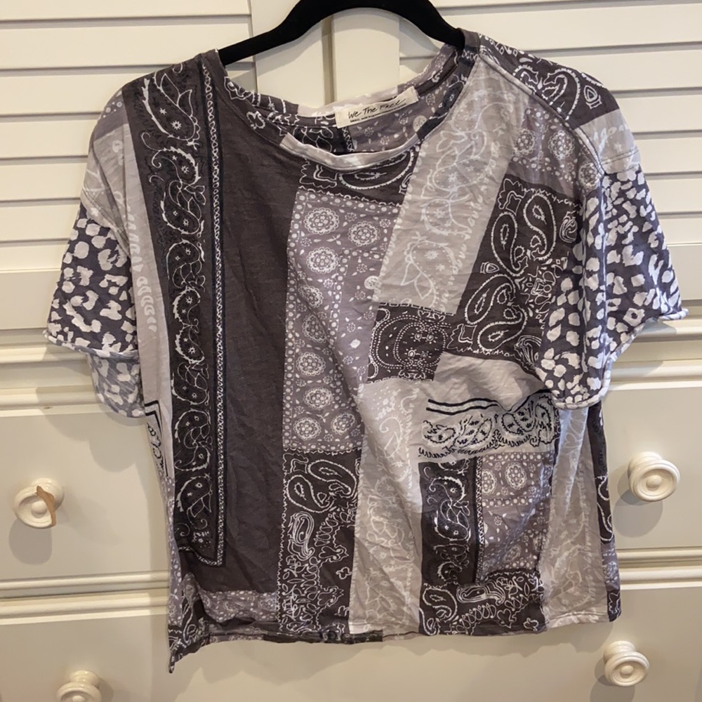 Free People Printed Clarity Tee Charcoal Combo - Picture 4 of 6
